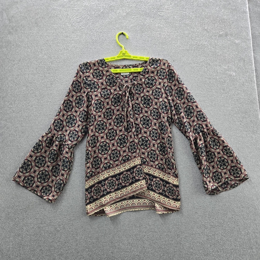 Abercrombie & Fitch Women Blouse M Floral Artsy Bell Sleeve Boho